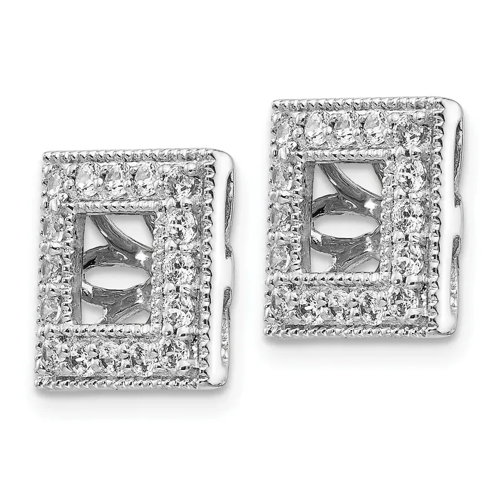Goldia Earrings Solid 14k White Gold Simulated CZ Square JacKet Earrings Goldia Earrings Solid 14k White Gold Simulated CZ Square JacKet Earrings