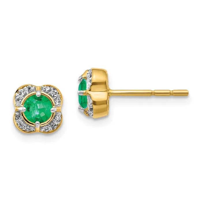 Goldia Earrings Solid 14k Yellow Gold Simulated CZ and Emerald Fancy Earrings Goldia Earrings Solid 14k Yellow Gold Simulated CZ and Emerald Fancy Earrings
