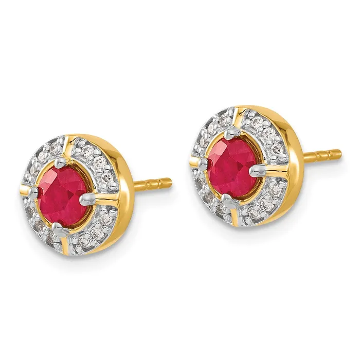 Goldia Earrings Solid 14k Yellow Gold Simulated CZ and Ruby Fancy Halo Earrings Goldia Earrings Solid 14k Yellow Gold Simulated CZ and Ruby Fancy Halo Earrings