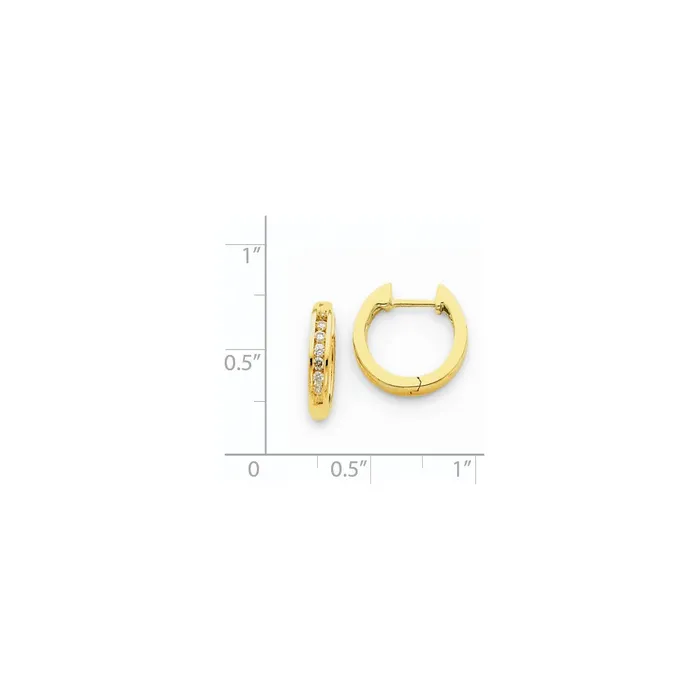 Goldia Earrings Solid 14k Yellow Gold Simulated CZ Hinged Hoop Earrings Goldia Earrings Solid 14k Yellow Gold Simulated CZ Hinged Hoop Earrings