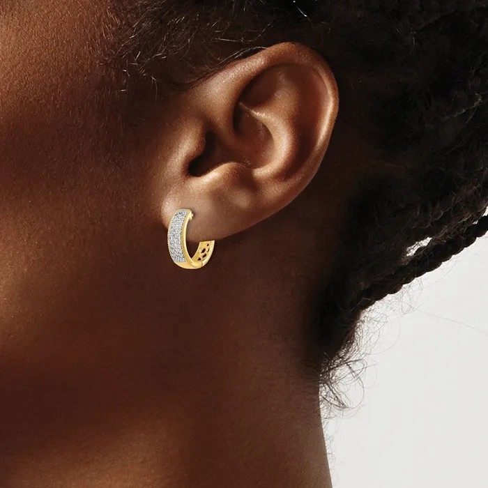 Goldia Earrings Solid 14k Yellow Gold Simulated CZ Hinged Hoop Earrings Goldia Earrings Solid 14k Yellow Gold Simulated CZ Hinged Hoop Earrings