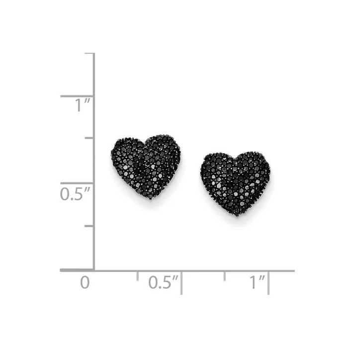 Goldia Earrings Sterling Silver Black Diamond Heart Post Earrings