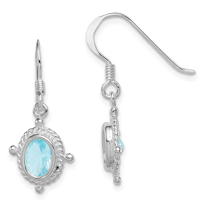 Goldia Earrings Sterling Silver Blue Topaz Fancy Dangle Earrings