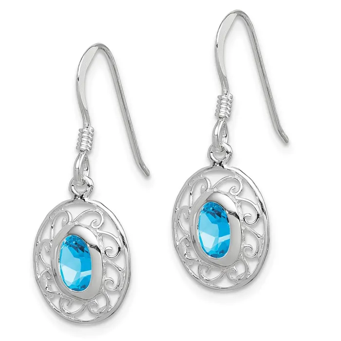 Goldia Earrings Sterling Silver Blue Topaz Fancy Dangle Earrings