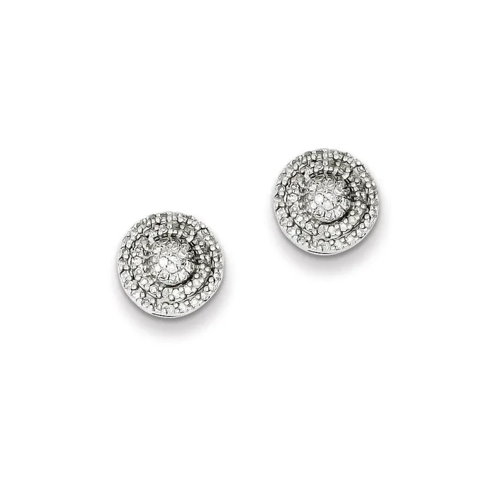 Goldia Earrings Sterling Silver Diamond Round Shaped Screwback Post Earrings Goldia Earrings Sterling Silver Diamond Round Shaped Screwback Post Earrings