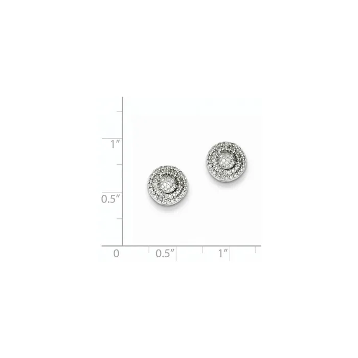 Goldia Earrings Sterling Silver Diamond Round Shaped Screwback Post Earrings