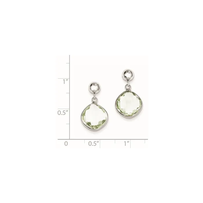 Goldia Earrings Sterling Silver Green Quartz Dangle Post Earrings