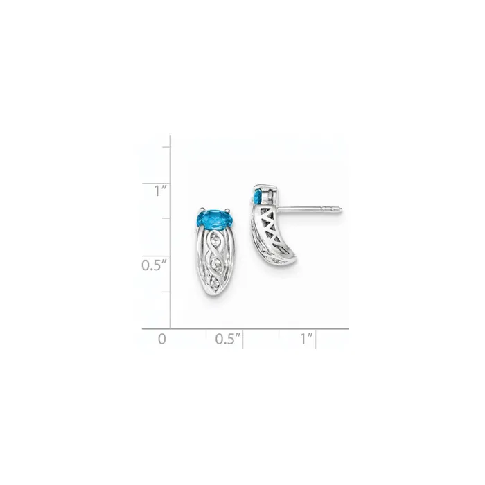 Goldia Earrings Sterling Silver Rhodium 110 Swiss Blue u0026 030 White Topaz Post Earrings