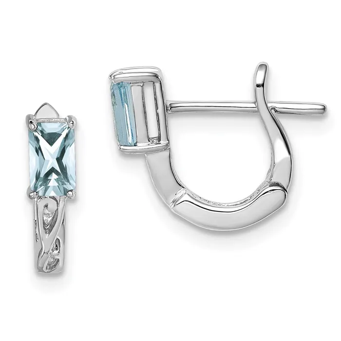 Goldia Earrings Sterling Silver Rhodium Plated Aquamarine Hinged Hoop Earrings Goldia Earrings Sterling Silver Rhodium Plated Aquamarine Hinged Hoop Earrings