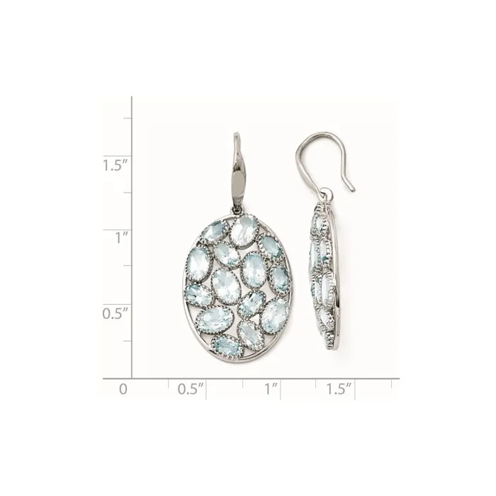 Goldia Earrings Sterling Silver Rhodium Plated Oval Blue Topaz Earrings