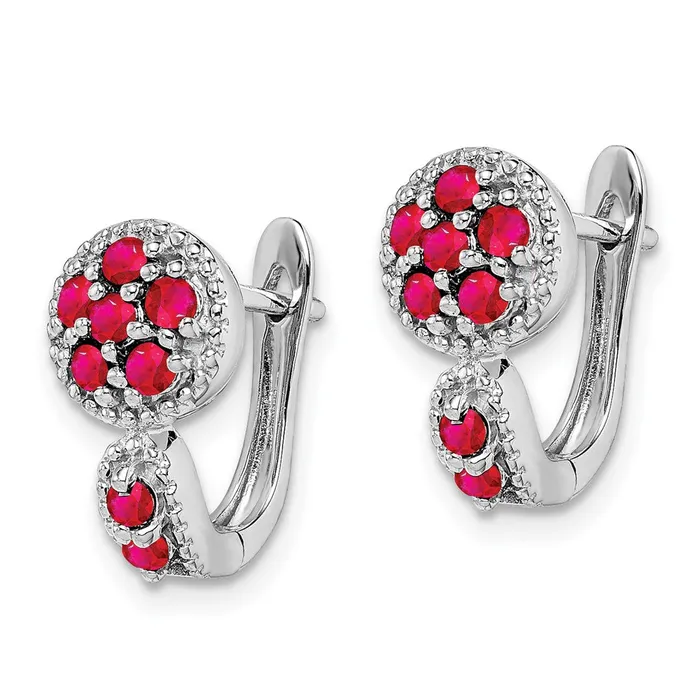 Goldia Earrings Sterling Silver Rhodiumplated Ruby Circle Hinged Earrings