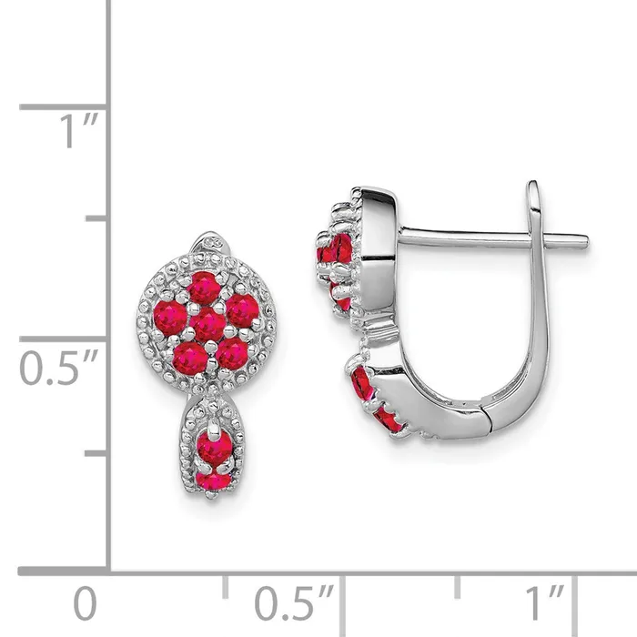 Goldia Earrings Sterling Silver Rhodiumplated Ruby Circle Hinged Earrings
