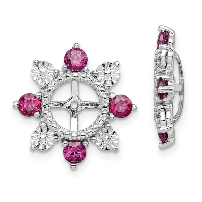 Goldia Earrings Sterling Silver Rhodium Rhodolite Garnet Earring Jacket