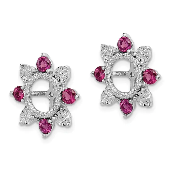 Goldia Earrings Sterling Silver Rhodium Rhodolite Garnet Earring Jacket