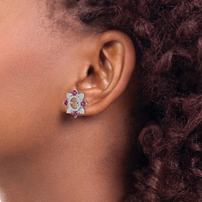Goldia Earrings Sterling Silver Rhodium Rhodolite Garnet Earring Jacket