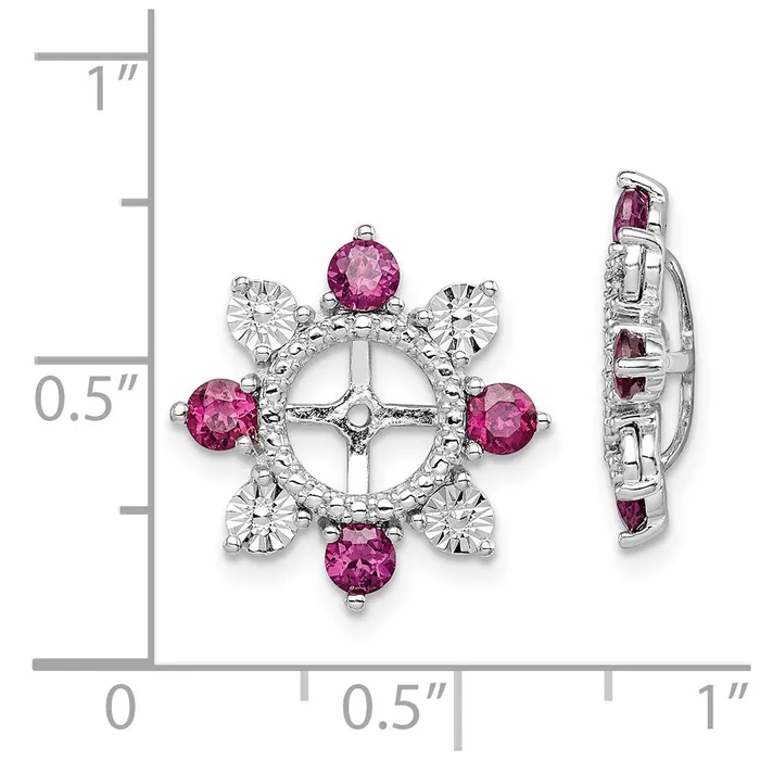 Goldia Earrings Sterling Silver Rhodium Rhodolite Garnet Earring Jacket