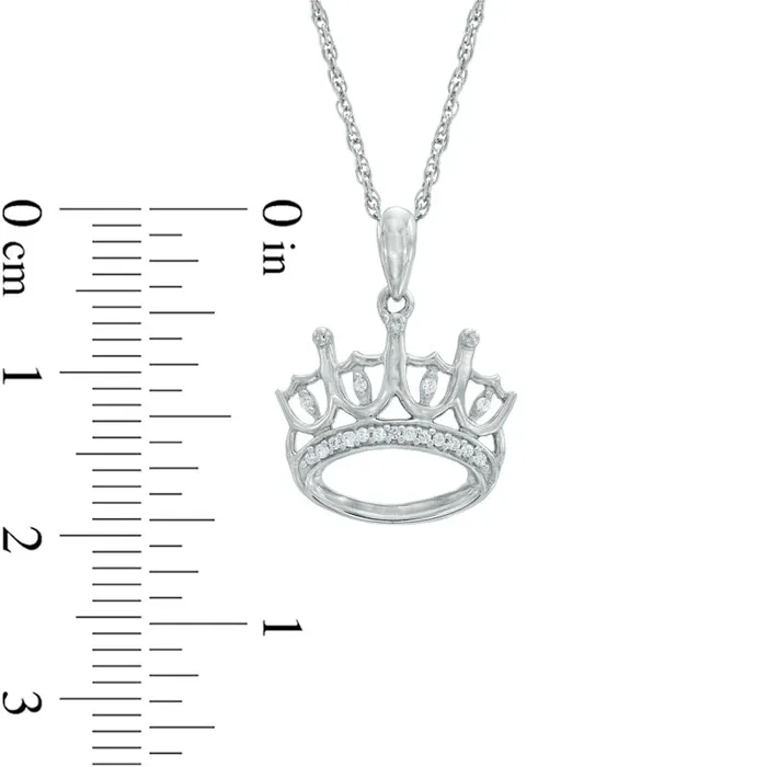 Goldia Necklaces 005 CT TW Natural Diamond Crown Pendant in Sterling Silver Goldia Necklaces 005 CT TW Natural Diamond Crown Pendant in Sterling Silver