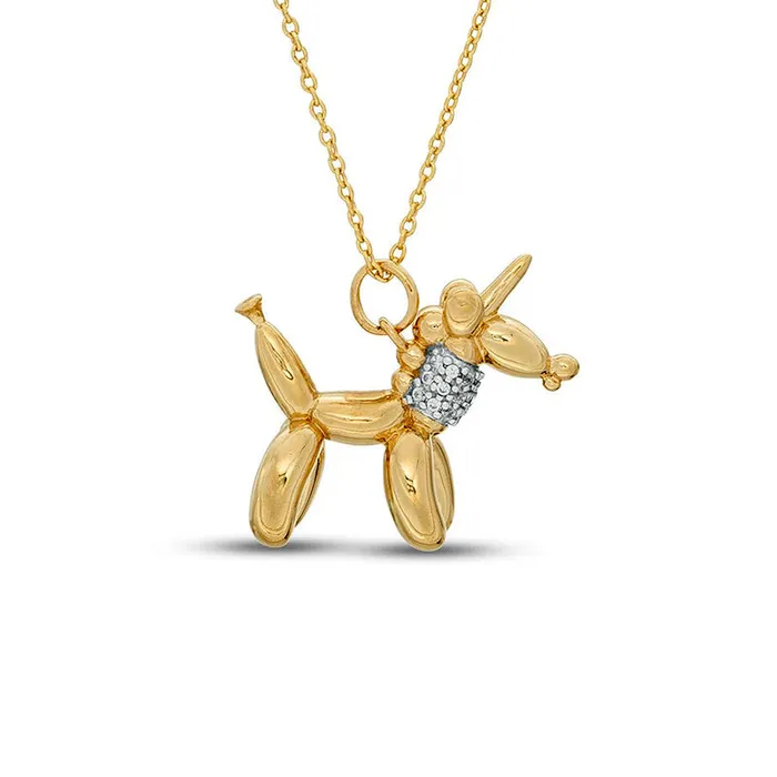 Goldia Necklaces 007 CT TW Natural Diamond Balloon Unicorn Pendant in Sterling Silver with 14K Gold Plate Goldia Necklaces 007 CT TW Natural Diamond Balloon Unicorn Pendant in Sterling Silver with 14K Gold Plate