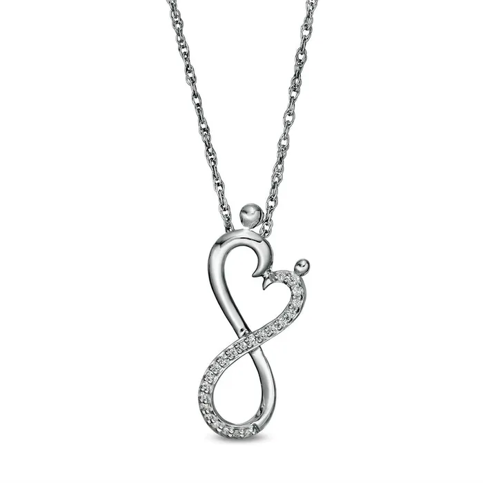 Goldia Necklaces 007 CT TW Natural Diamond Infinity Loop Heart Pendant in Sterling Silver Goldia Necklaces 007 CT TW Natural Diamond Infinity Loop Heart Pendant in Sterling Silver