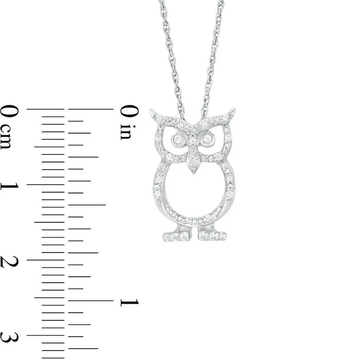 Goldia Necklaces 007 CTT W Natural Diamond Owl Pendant in Sterling Silver Goldia Necklaces 007 CTT W Natural Diamond Owl Pendant in Sterling Silver