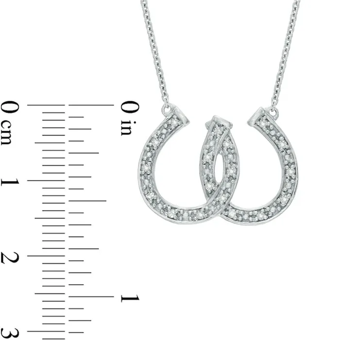 Goldia Necklaces 01 CT TW Natural Diamond Double Horseshoe Necklace in Sterling Silver Goldia Necklaces 01 CT TW Natural Diamond Double Horseshoe Necklace in Sterling Silver