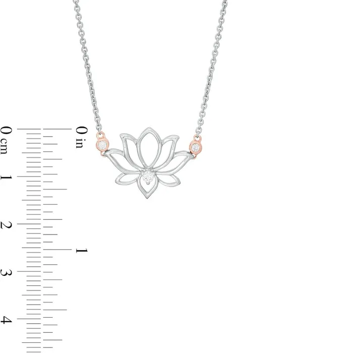 Goldia Necklaces 01 CT TW Natural Diamond Lotus Flower Necklace in Sterling Silver and 14K Rose Gold Plate Goldia Necklaces 01 CT TW Natural Diamond Lotus Flower Necklace in Sterling Silver and 14K Rose Gold Plate