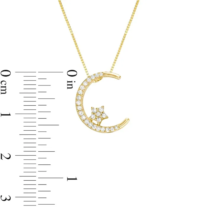 Goldia Necklaces 013 CT TW Natural Diamond Crescent Moon and Star Pendant in 10K Yellow Gold Goldia Necklaces 013 CT TW Natural Diamond Crescent Moon and Star Pendant in 10K Yellow Gold