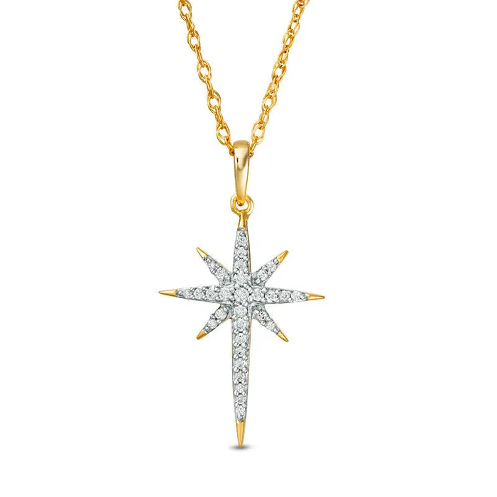 Goldia Necklaces 013 CT TW Natural Diamond EightPoint Star Pendant in 10K Yellow Gold Goldia Necklaces 013 CT TW Natural Diamond EightPoint Star Pendant in 10K Yellow Gold