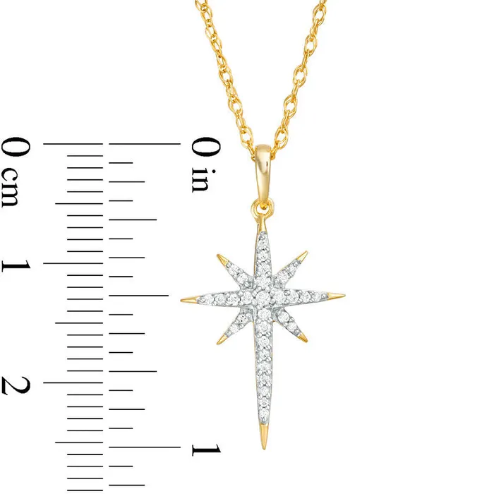 Goldia Necklaces 013 CT TW Natural Diamond EightPoint Star Pendant in 10K Yellow Gold Goldia Necklaces 013 CT TW Natural Diamond EightPoint Star Pendant in 10K Yellow Gold
