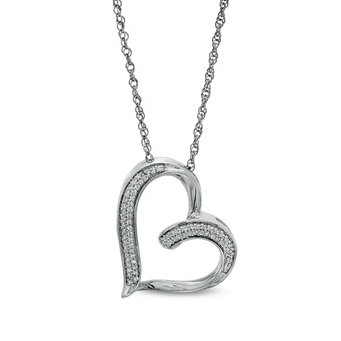 Goldia Necklaces 017 CT TW Natural Diamond Heart Pendant in Sterling Silver Goldia Necklaces 017 CT TW Natural Diamond Heart Pendant in Sterling Silver
