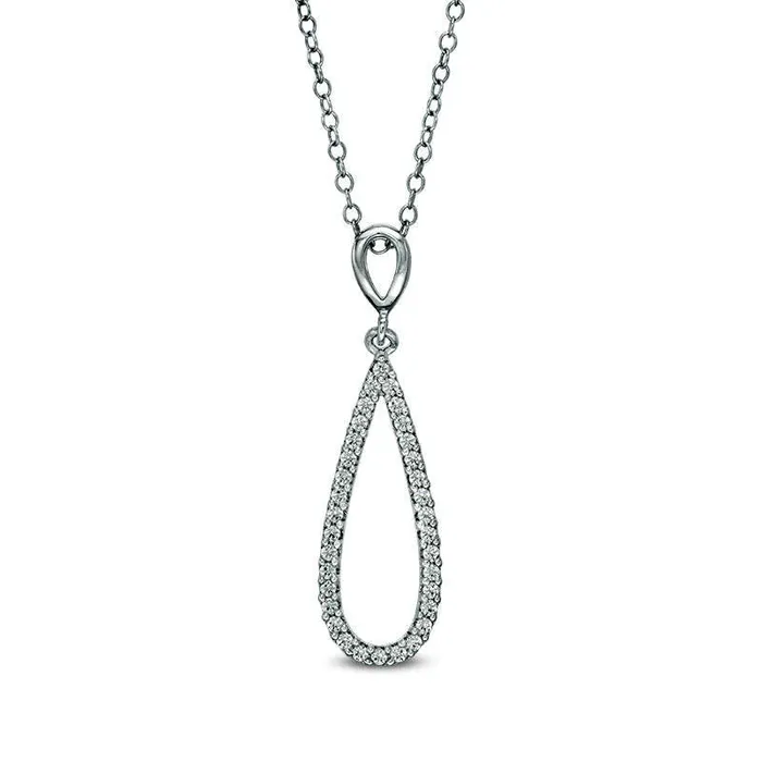 Goldia Necklaces 025 CT TW Natural Diamond Teardrop Pendant in Sterling Silver Goldia Necklaces 025 CT TW Natural Diamond Teardrop Pendant in Sterling Silver
