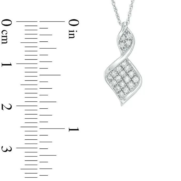 Goldia Necklaces 025 CT TW Natural Diamond Twist Flame Pendant in 10K White Gold Goldia Necklaces 025 CT TW Natural Diamond Twist Flame Pendant in 10K White Gold