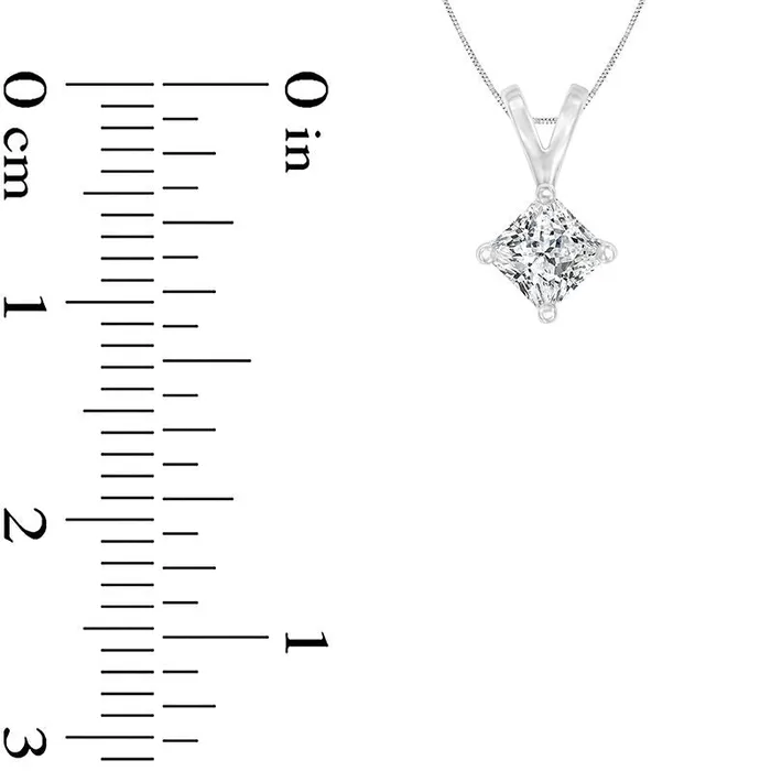 Goldia Necklaces 05 CT Certified PrincessCut Natural Clarity Enhanced Solitaire Pendant in 14K White Gold IVS2 Goldia Necklaces 05 CT Certified PrincessCut Natural Clarity Enhanced Solitaire Pendant in 14K White Gold IVS2