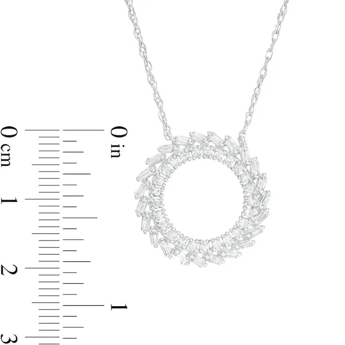 Goldia Necklaces 05 CT TW Baguette and Round Natural Diamond Pinwheel Pendant in 10K White Gold Goldia Necklaces 05 CT TW Baguette and Round Natural Diamond Pinwheel Pendant in 10K White Gold