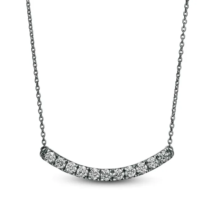 Goldia Necklaces 05 CT TW Certified LabCreated Diamond Curved Bar Necklace in 14K White Gold FSI2 Goldia Necklaces 05 CT TW Certified LabCreated Diamond Curved Bar Necklace in 14K White Gold FSI2