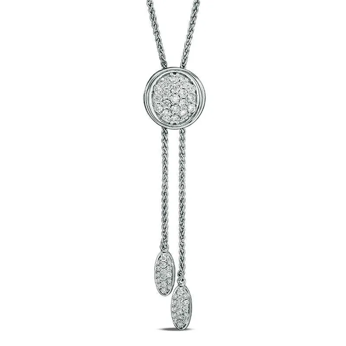 Goldia Necklaces 1 CT TW Natural Diamond Circle LariatStyle Bolo Necklace in Sterling Silver 30 Goldia Necklaces 1 CT TW Natural Diamond Circle LariatStyle Bolo Necklace in Sterling Silver 30