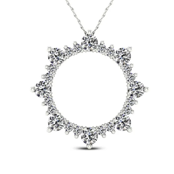 Goldia Necklaces 1 CT TW Natural Diamond Open Sunburst Pendant in 10K White Gold Goldia Necklaces 1 CT TW Natural Diamond Open Sunburst Pendant in 10K White Gold