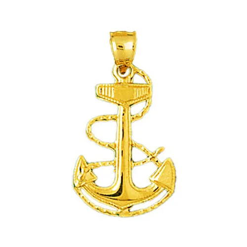 Goldia Necklaces 14K Gold Ship Anchor and Rope Pendant