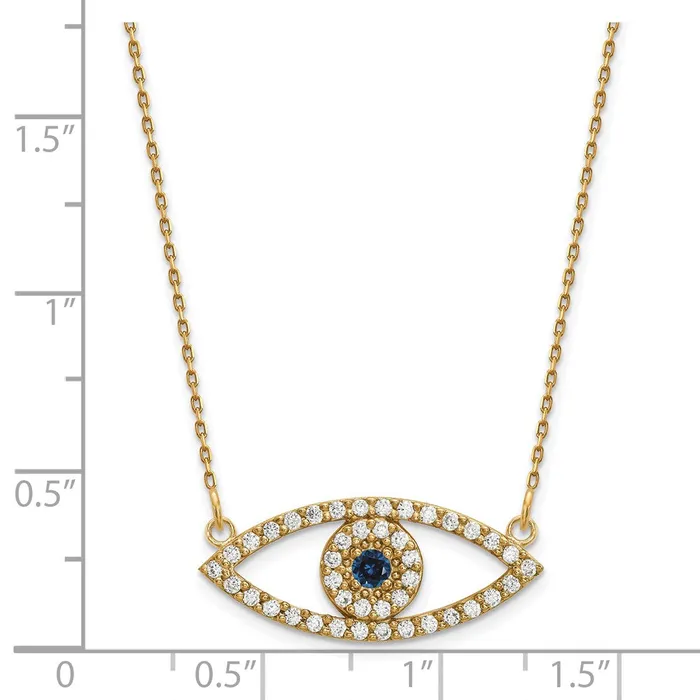 Goldia Necklaces 14k Medium Diamond and Sapphire Evil Eye Necklace