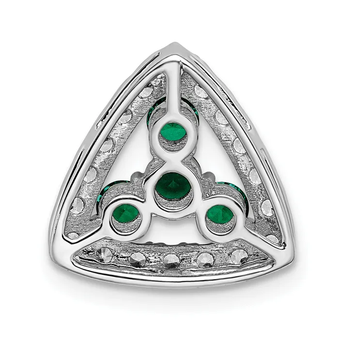 Goldia Necklaces 14k White Gold 12 Ct Lab Grown Diamond VSSI G and Lab Created Emerald Triangle Chain Slide Pendant