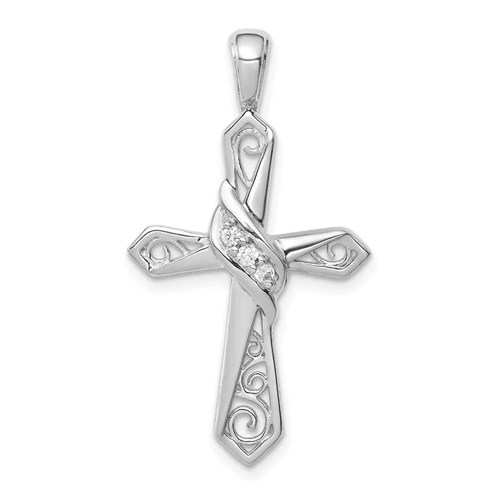 Goldia Necklaces 14k White Gold 120ct Real Diamond Cross Pendant