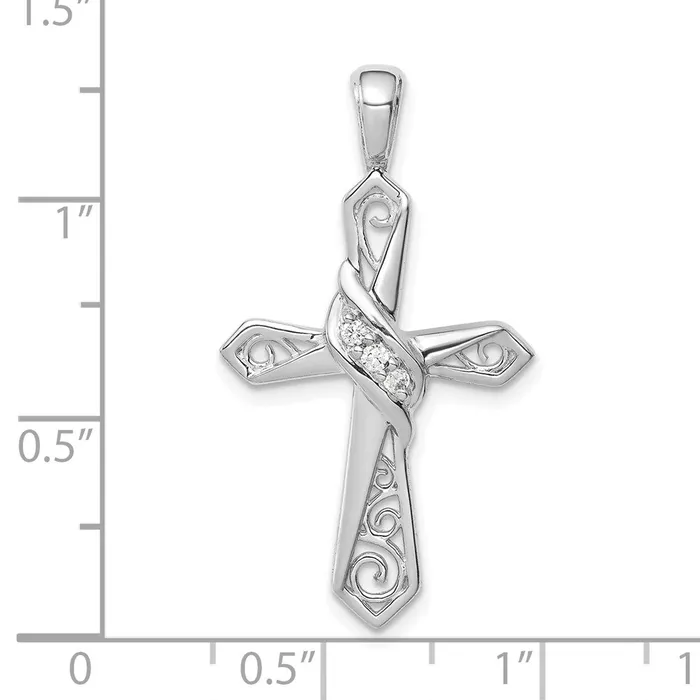 Goldia Necklaces 14k White Gold 120ct Real Diamond Cross Pendant