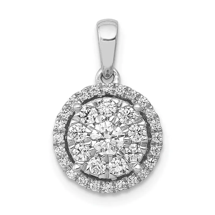 Goldia Necklaces 14k White Gold 12ct Real Diamond Round Halo Cluster Pendant Goldia Necklaces 14k White Gold 12ct Real Diamond Round Halo Cluster Pendant