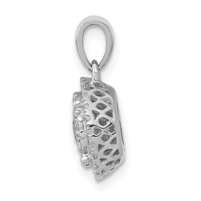 Goldia Necklaces 14k White Gold 12ct Real Diamond Round Halo Cluster Pendant