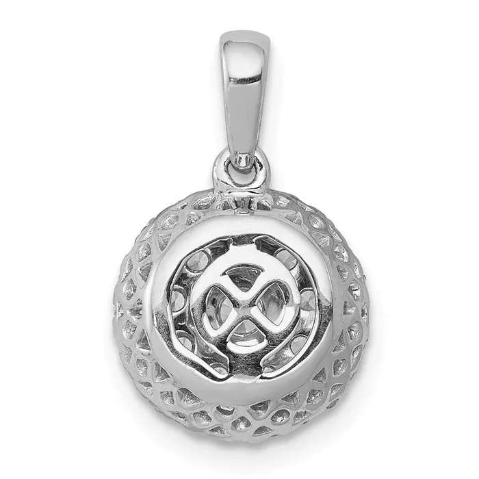 Goldia Necklaces 14k White Gold 12ct Real Diamond Round Halo Cluster Pendant