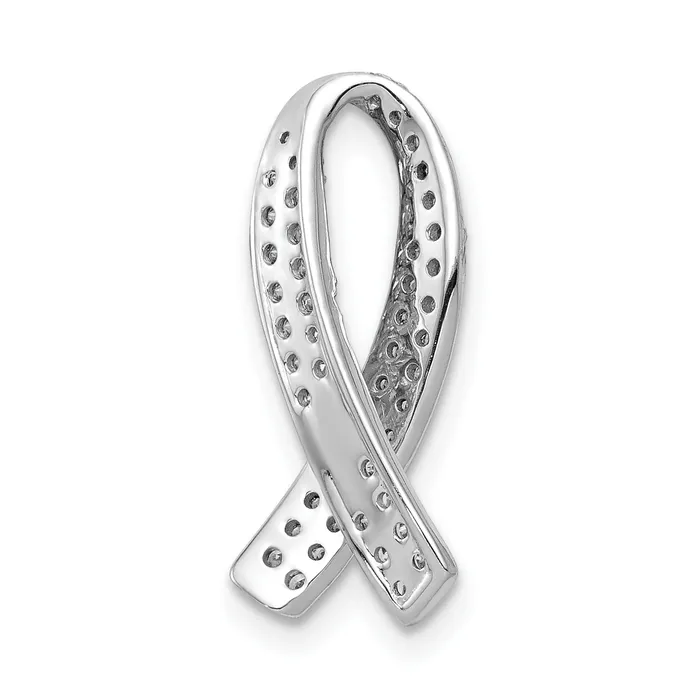 Goldia Necklaces 14k White Gold 13 Ct Lab Grown Diamond VSSI G Awareness Ribbon Chain Slide Pendant