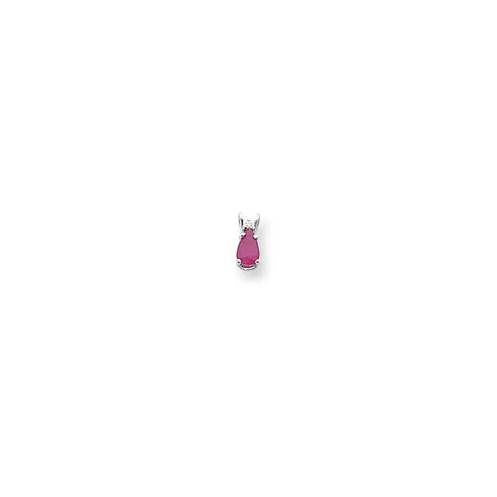 Goldia Necklaces 14k White Gold 6x4mm Pear Ruby AAA Real Diamond pendant
