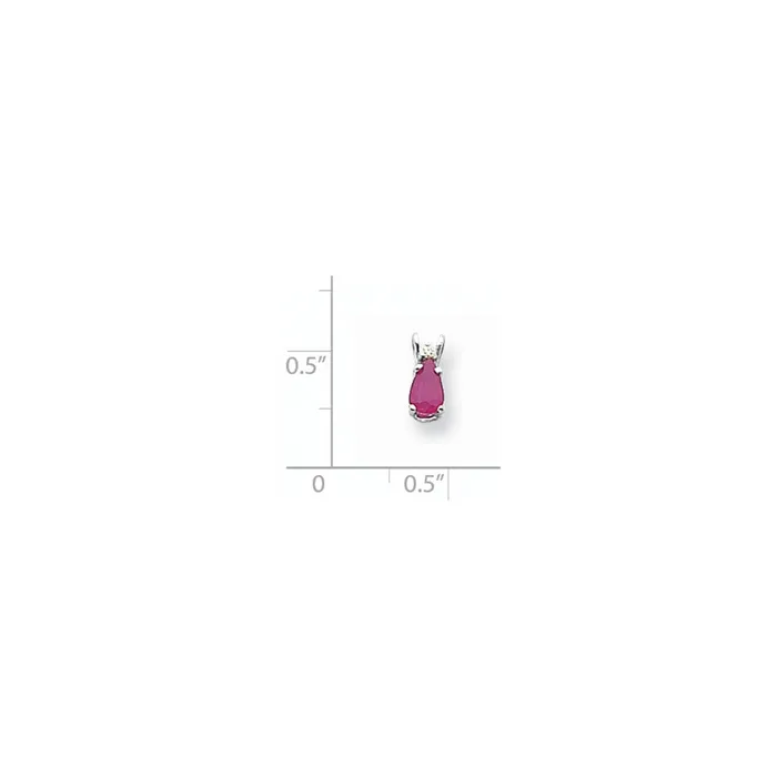 Goldia Necklaces 14k White Gold 6x4mm Pear Ruby AAA Real Diamond pendant