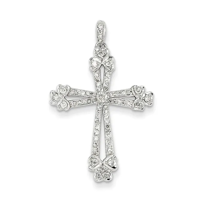 Goldia Necklaces 14k White Gold Diamond Cross Pendant