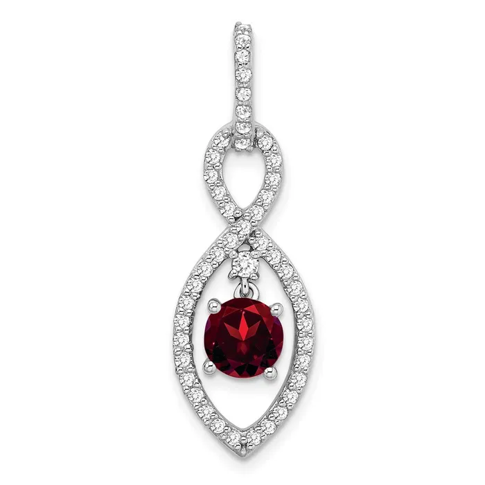 Goldia Necklaces 14k White Gold Garnet and Real Diamond Pendant